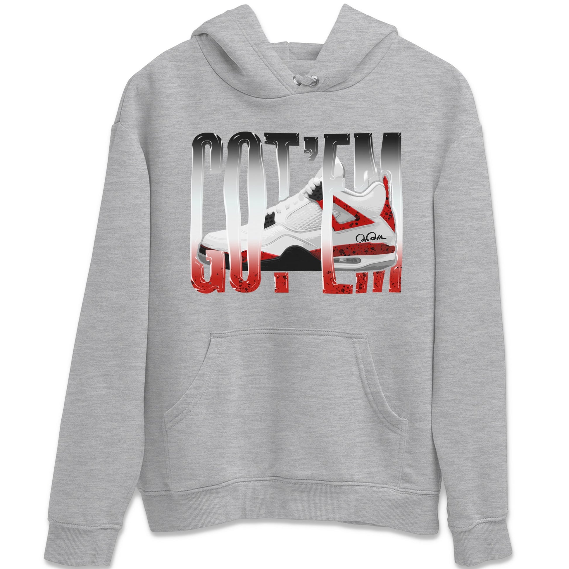Air Jordan 4 Red Cement Sneaker Match Tees Wiggling Gotem Sneaker Tees AJ4 Retro OG Red Cement Sneaker Release Tees Unisex Shirts Heather Grey 2