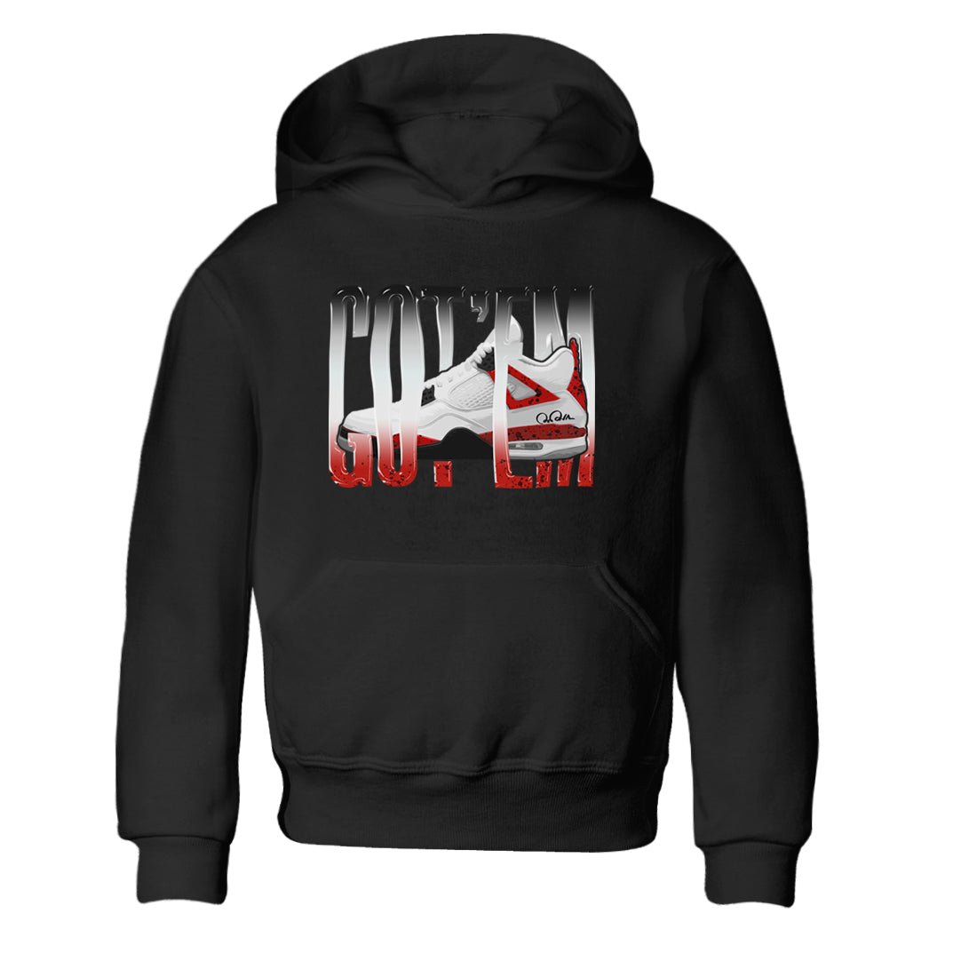 Air Jordan 4 Red Cement Sneaker Match Tees Wiggling Gotem Sneaker Tees AJ4 Retro OG Red Cement Sneaker Release Tees Kids Shirts Black 2