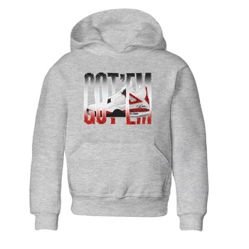 Air Jordan 4 Red Cement Sneaker Match Tees Wiggling Gotem Sneaker Tees AJ4 Retro OG Red Cement Sneaker Release Tees Kids Shirts Heather Grey 2