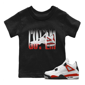 Air Jordan 4 Red Cement Sneaker Match Tees Wiggling Gotem Sneaker Tees AJ4 Retro OG Red Cement Sneaker Release Tees Kids Shirts Black 1