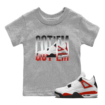 Air Jordan 4 Red Cement Wiggling Gotem Baby and Kids Sneaker Tees AJ4 Retro OG Red Cement Kids Sneaker Tees Size Chart