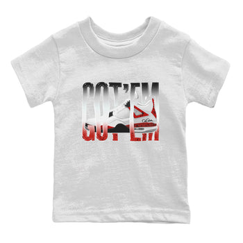 Air Jordan 4 Red Cement Sneaker Match Tees Wiggling Gotem Sneaker Tees AJ4 Retro OG Red Cement Sneaker Release Tees Kids Shirts White 2