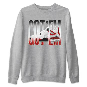 Air Jordan 4 Red Cement Sneaker Match Tees Wiggling Gotem Sneaker Tees AJ4 Retro OG Red Cement Sneaker Release Tees Unisex Shirts Heather Grey 2