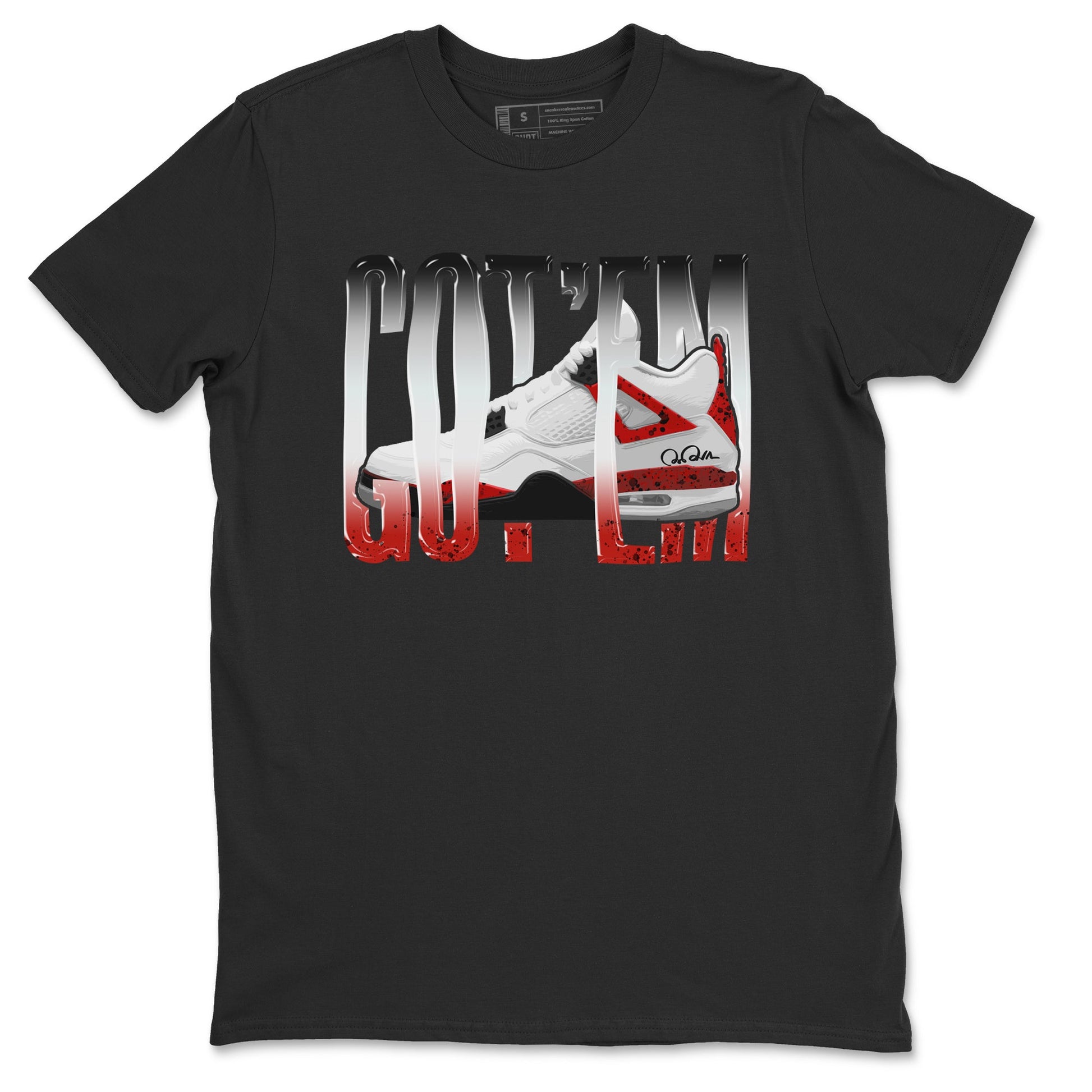 Air Jordan 4 Red Cement Sneaker Match Tees Wiggling Gotem Sneaker Tees AJ4 Retro OG Red Cement Sneaker Release Tees Unisex Shirts Black 2