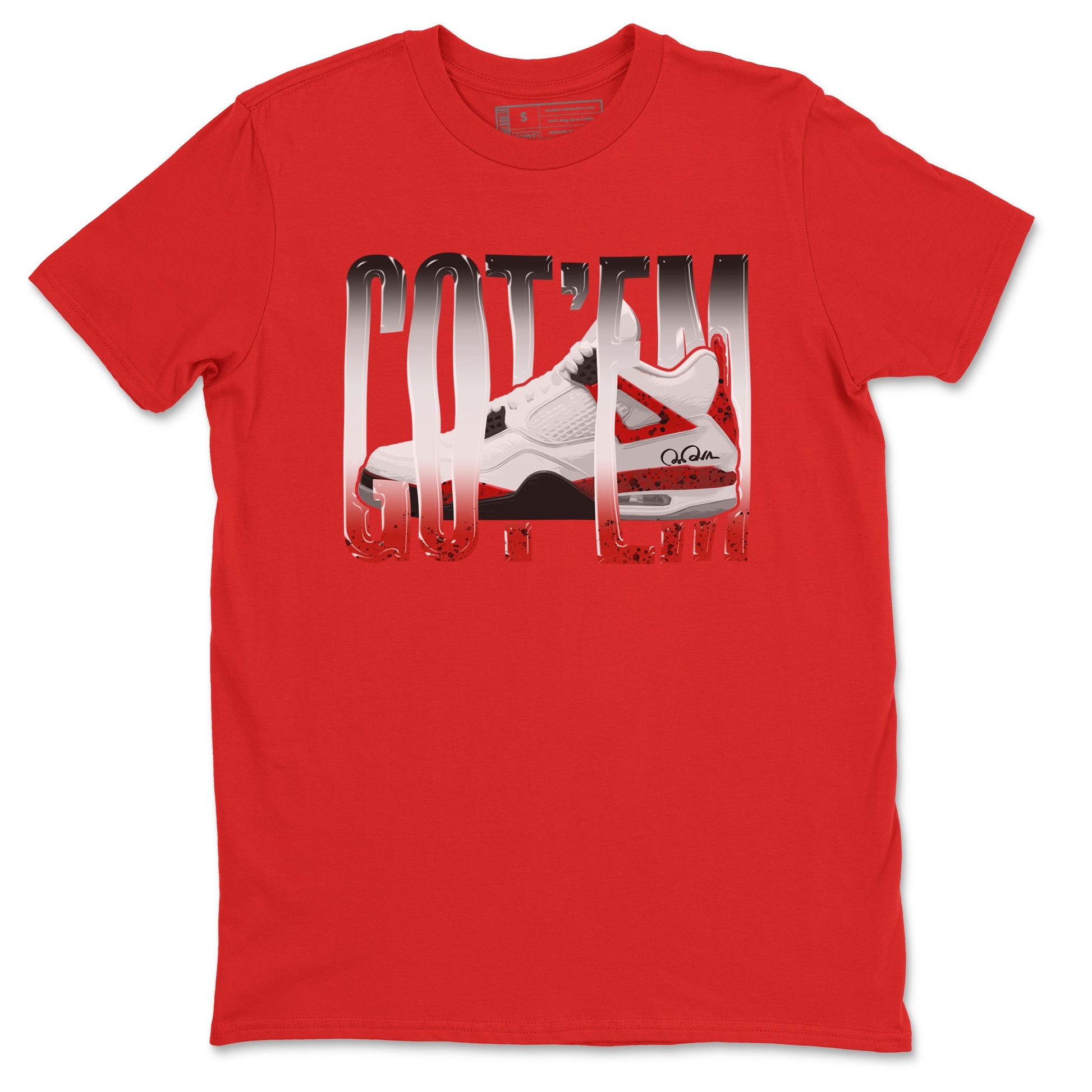 Air Jordan 4 Red Cement Sneaker Match Tees Wiggling Gotem Sneaker Tees AJ4 Retro OG Red Cement Sneaker Release Tees Unisex Shirts Red 2