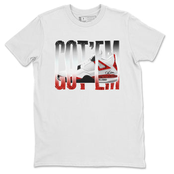 Air Jordan 4 Red Cement Sneaker Match Tees Wiggling Gotem Sneaker Tees AJ4 Retro OG Red Cement Sneaker Release Tees Unisex Shirts White 2