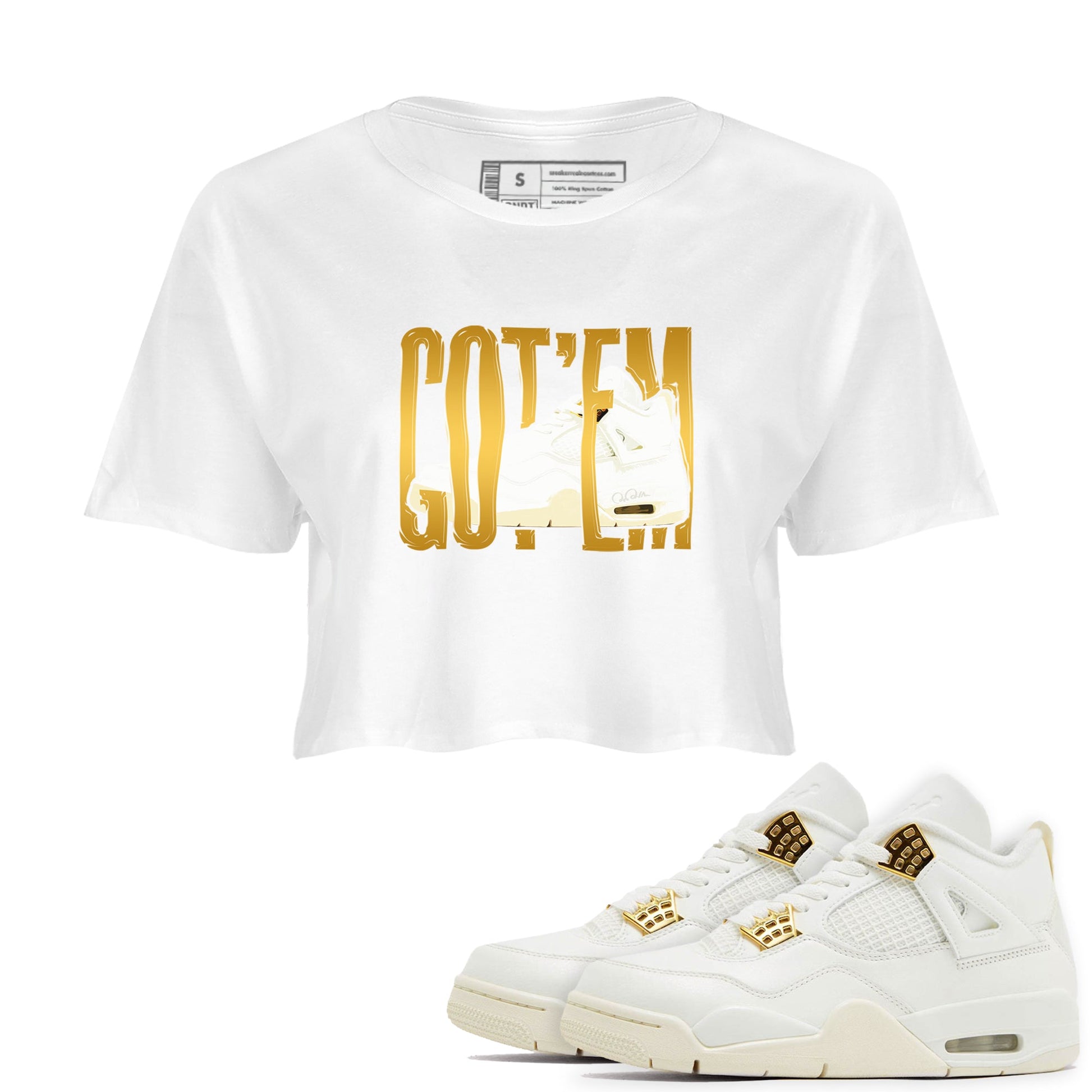 4s Sail shirt to match jordans Wiggling Gotem sneaker tees Air Jordan 4 Sail SNRT Sneaker Release Tees White 1 crop length shirt