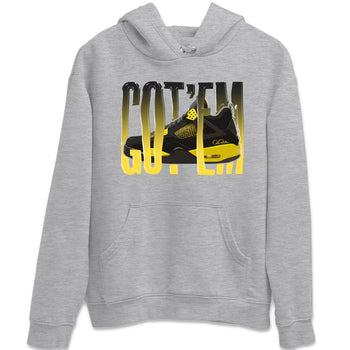 Air Jordan 4 Thunder Sneaker Match Tees Wiggling gotem Sneaker Tees AJ4 Thunder Jumpman Sneaker Release Tees Unisex Shirts Heather Grey 2