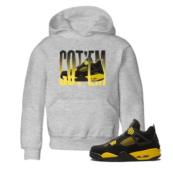 Air Jordan 4 Thunder Sneaker Match Tees Wiggling gotem Sneaker Tees AJ4 Thunder Jumpman Sneaker Release Tees Kids Shirts Heather Grey 1