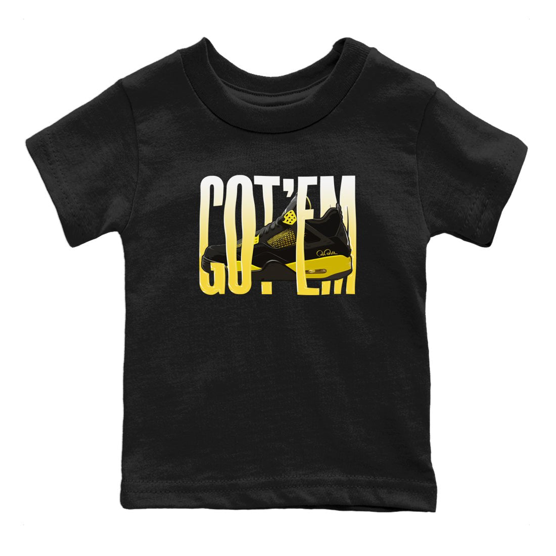 Air Jordan 4 Thunder Sneaker Match Tees Wiggling gotem Sneaker Tees AJ4 Thunder Jumpman Sneaker Release Tees Kids Shirts Black 2