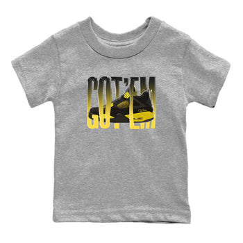 Air Jordan 4 Thunder Sneaker Match Tees Wiggling gotem Sneaker Tees AJ4 Thunder Jumpman Sneaker Release Tees Kids Shirts Heather Grey 2
