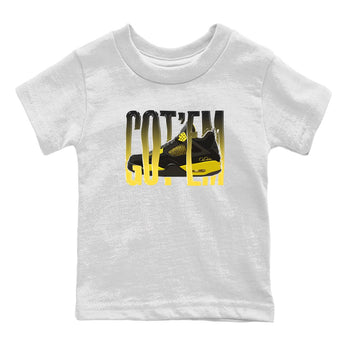 Air Jordan 4 Thunder Sneaker Match Tees Wiggling gotem Sneaker Tees AJ4 Thunder Jumpman Sneaker Release Tees Kids Shirts White 2