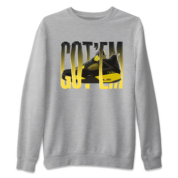 Air Jordan 4 Thunder Sneaker Match Tees Wiggling gotem Sneaker Tees AJ4 Thunder Jumpman Sneaker Release Tees Unisex Shirts Heather Grey 2