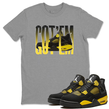 Air Jordan 4 Thunder Wiggling gotem Crew Neck Sneaker Tees AJ4 Thunder JumpmanSneaker T-Shirts Size Chart