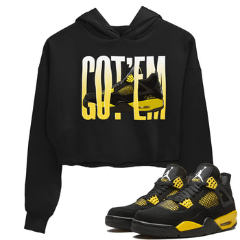 Air Jordan 4 Thunder Sneaker Match Tees Wiggling gotem Sneaker Tees AJ4 Thunder Jumpman Sneaker Release Tees Women's Shirts Black 1