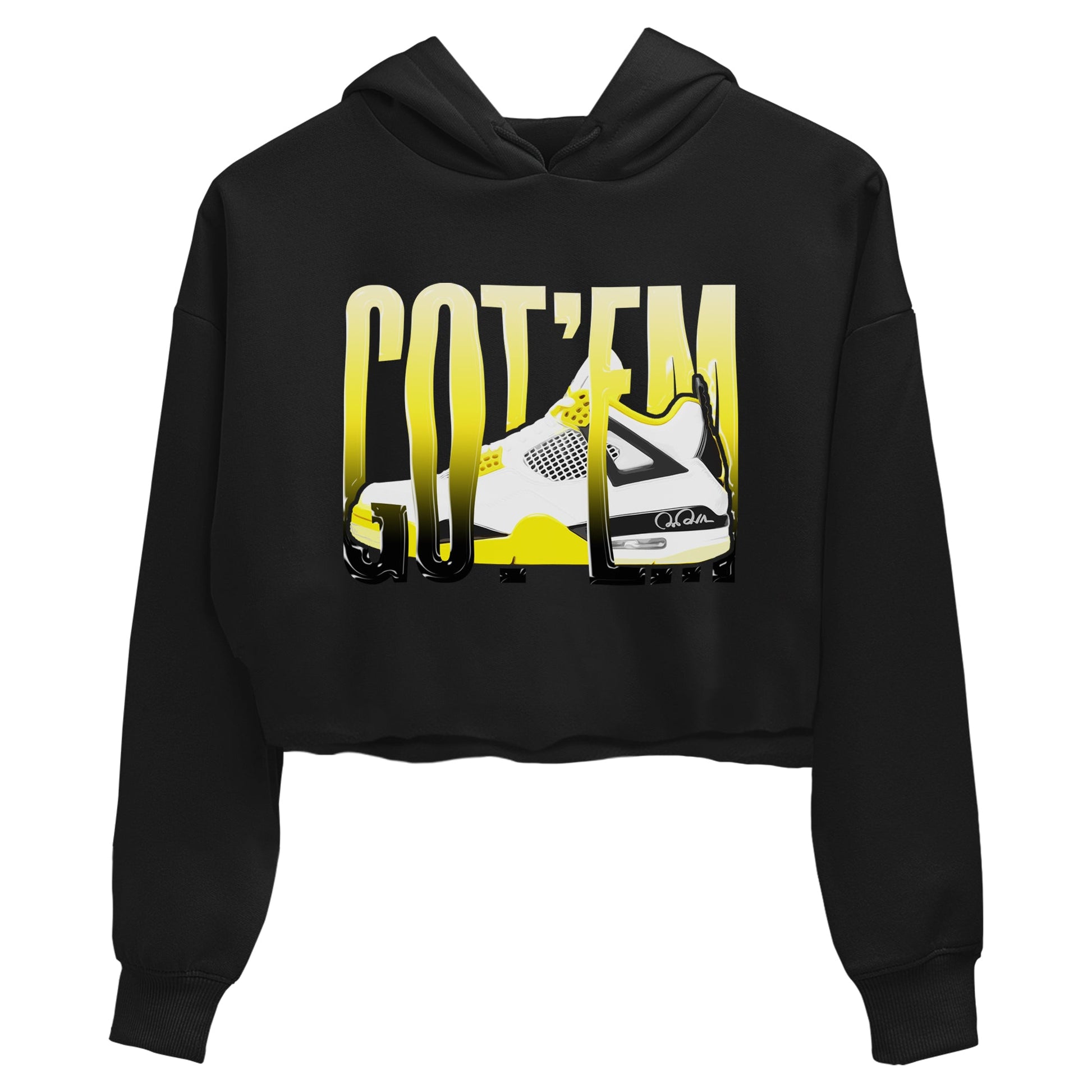 AJ4 Vivid Sulfur shirt to match jordans Wiggling Gotem sneaker tees Air Jordan 4 Vivid Sulfur SNRT Sneaker Release Tees Black 2 crop length shirt