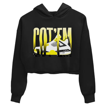 AJ4 Vivid Sulfur shirt to match jordans Wiggling Gotem sneaker tees Air Jordan 4 Vivid Sulfur SNRT Sneaker Release Tees Black 2 crop length shirt