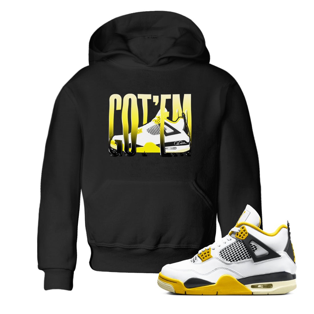 AJ4 Vivid Sulfur shirt to match jordans Wiggling Gotem sneaker tees Air Jordan 4 Vivid Sulfur SNRT sneaker release tees baby toddler Black 1 cotton Shirt
