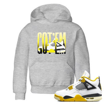 AJ4 Vivid Sulfur shirt to match jordans Wiggling Gotem sneaker tees Air Jordan 4 Vivid Sulfur SNRT sneaker release tees baby toddler Heather Grey 1 cotton Shirt