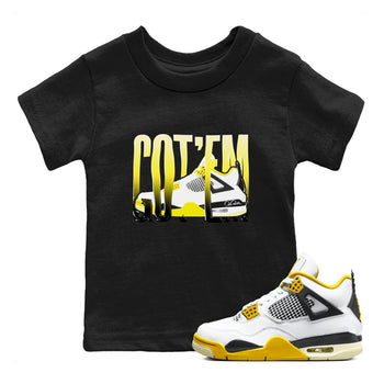 AJ4 Vivid Sulfur shirt to match jordans Wiggling Gotem sneaker tees Air Jordan 4 Vivid Sulfur SNRT sneaker release tees baby toddler Black 1 cotton Shirt
