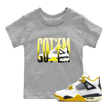 AJ4 Vivid Sulfur shirt to match jordans Wiggling Gotem sneaker tees Air Jordan 4 Vivid Sulfur SNRT sneaker release tees baby toddler Heather Grey 1 cotton Shirt