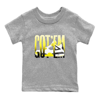 AJ4 Vivid Sulfur shirt to match jordans Wiggling Gotem sneaker tees Air Jordan 4 Vivid Sulfur SNRT sneaker release tees baby toddler Heather Grey 2 cotton Shirt