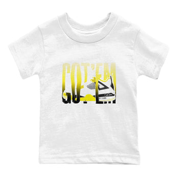 AJ4 Vivid Sulfur shirt to match jordans Wiggling Gotem sneaker tees Air Jordan 4 Vivid Sulfur SNRT sneaker release tees baby toddler White 2 cotton Shirt