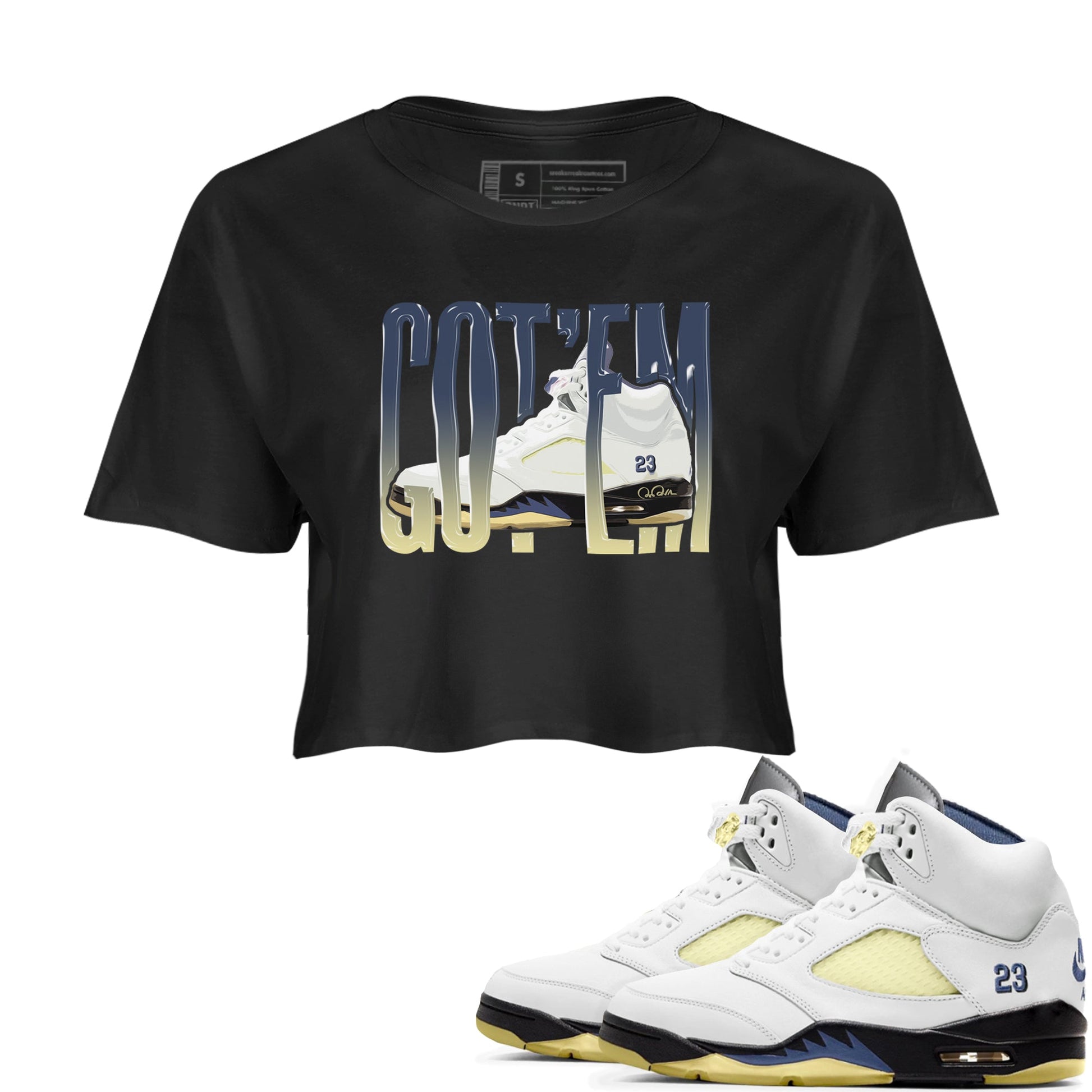 Air Jordan 5 A Ma Maniere x Photon Dust shirt to match jordans Wiggling Gotem sneaker tees Jordan 5 A Ma Maniere "Dawn" SNRT Sneaker Release Tees Black 1 Crop T-Shirt
