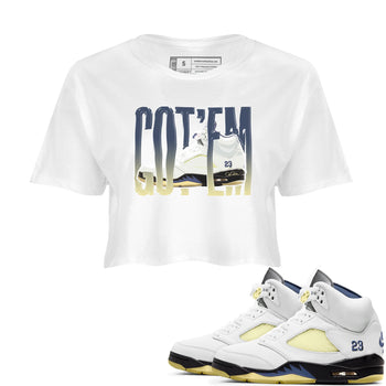 Air Jordan 5 A Ma Maniere x Photon Dust shirt to match jordans Wiggling Gotem sneaker tees Jordan 5 A Ma Maniere "Dawn" SNRT Sneaker Release Tees White 1 Crop T-Shirt