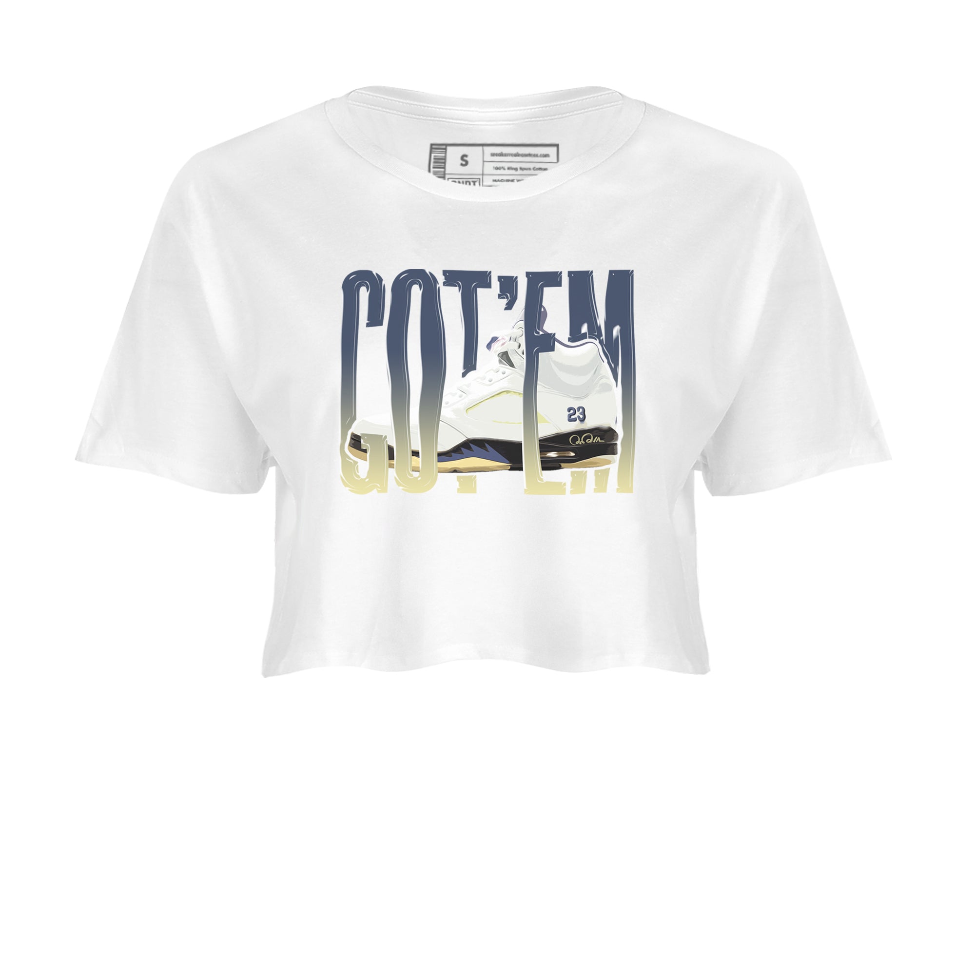Air Jordan 5 A Ma Maniere x Photon Dust shirt to match jordans Wiggling Gotem sneaker tees Jordan 5 A Ma Maniere "Dawn" SNRT Sneaker Release Tees White 2 Crop T-Shirt