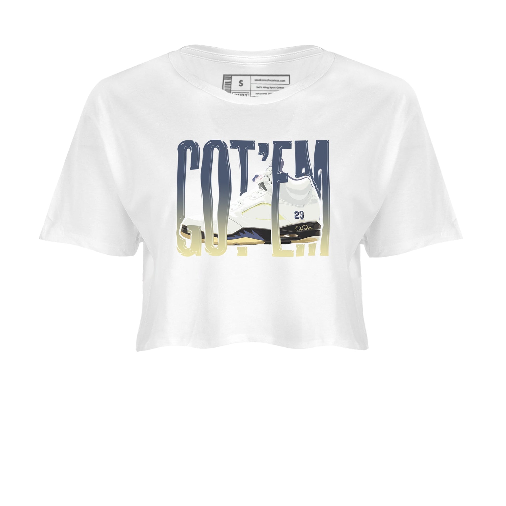 Air Jordan 5 A Ma Maniere x Photon Dust shirt to match jordans Wiggling Gotem sneaker tees Jordan 5 A Ma Maniere "Dawn" SNRT Sneaker Release Tees White 2 Crop T-Shirt
