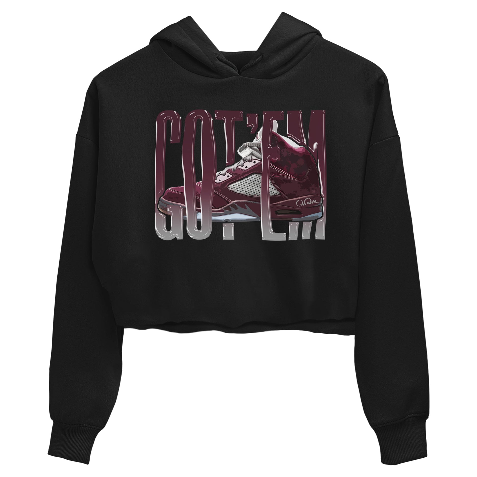 Air Jordan 5 Burgundy Sneaker Match Tees Wiggling Gotem Sneaker Tees AJ5 Burgundy Sneaker Release Tees Women's Shirts Black 2