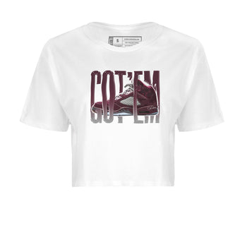 Air Jordan 5 Burgundy Sneaker Match Tees Wiggling Gotem Sneaker Tees AJ5 Burgundy Sneaker Release Tees Women's Shirts White 2