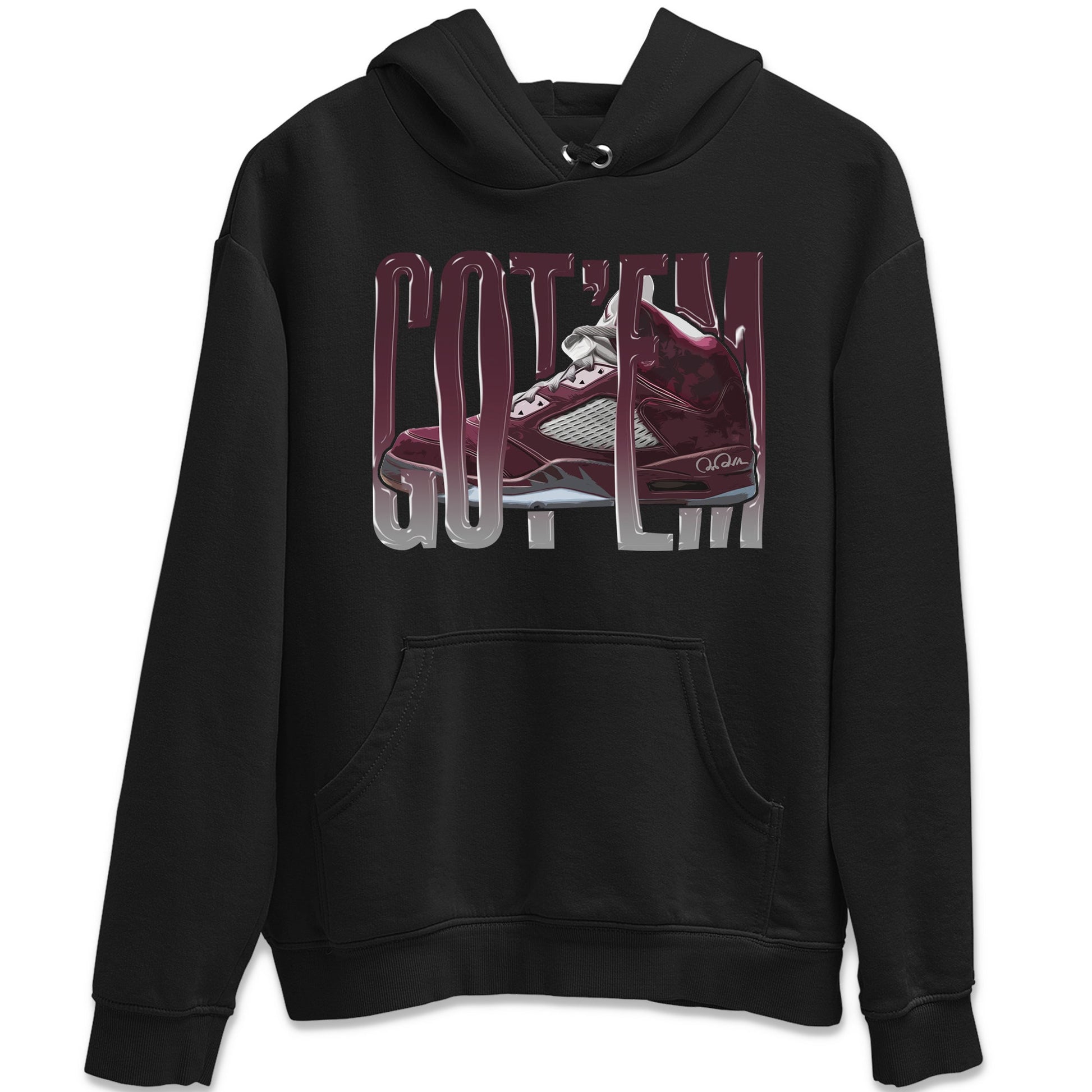 Air Jordan 5 Burgundy Sneaker Match Tees Wiggling Gotem Sneaker Tees AJ5 Burgundy Sneaker Release Tees Unisex Shirts Black 2
