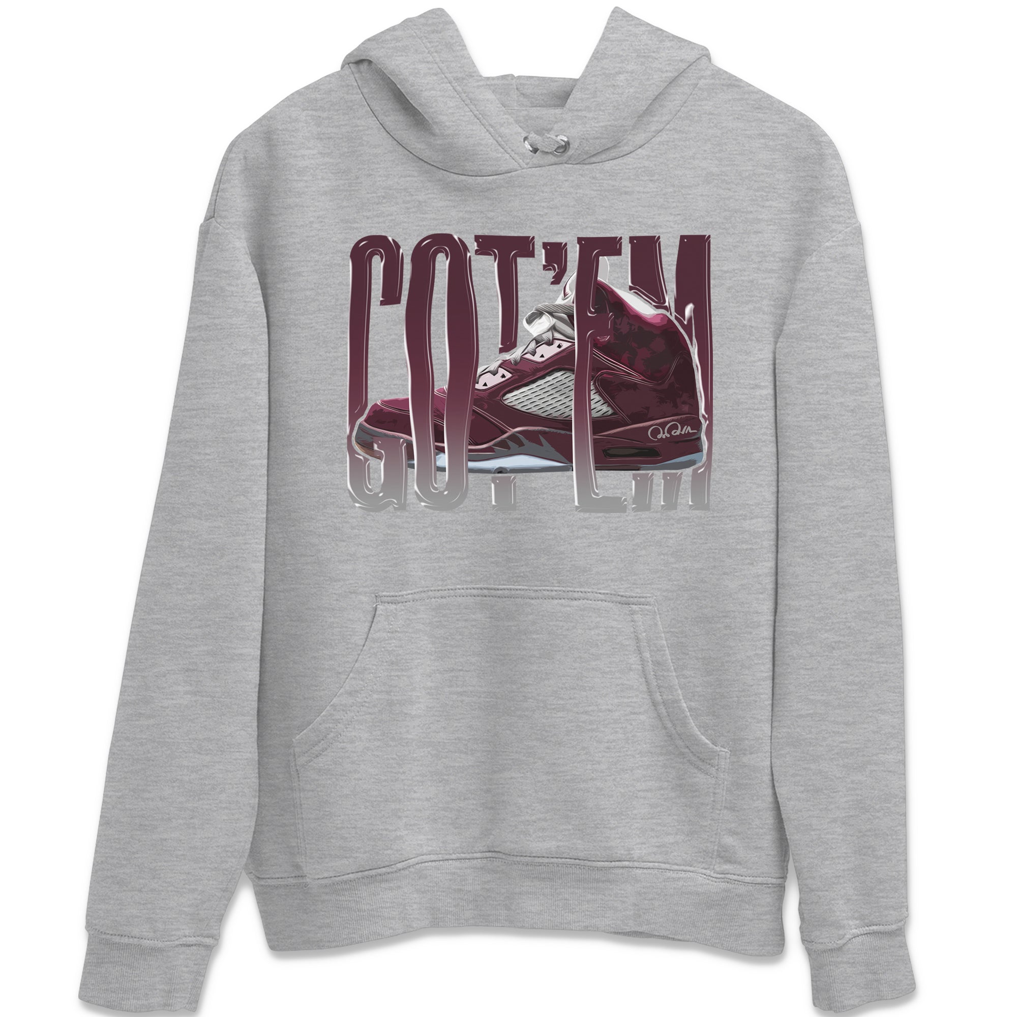Air Jordan 5 Burgundy Sneaker Match Tees Wiggling Gotem Sneaker Tees AJ5 Burgundy Sneaker Release Tees Unisex Shirts Heather Grey 2