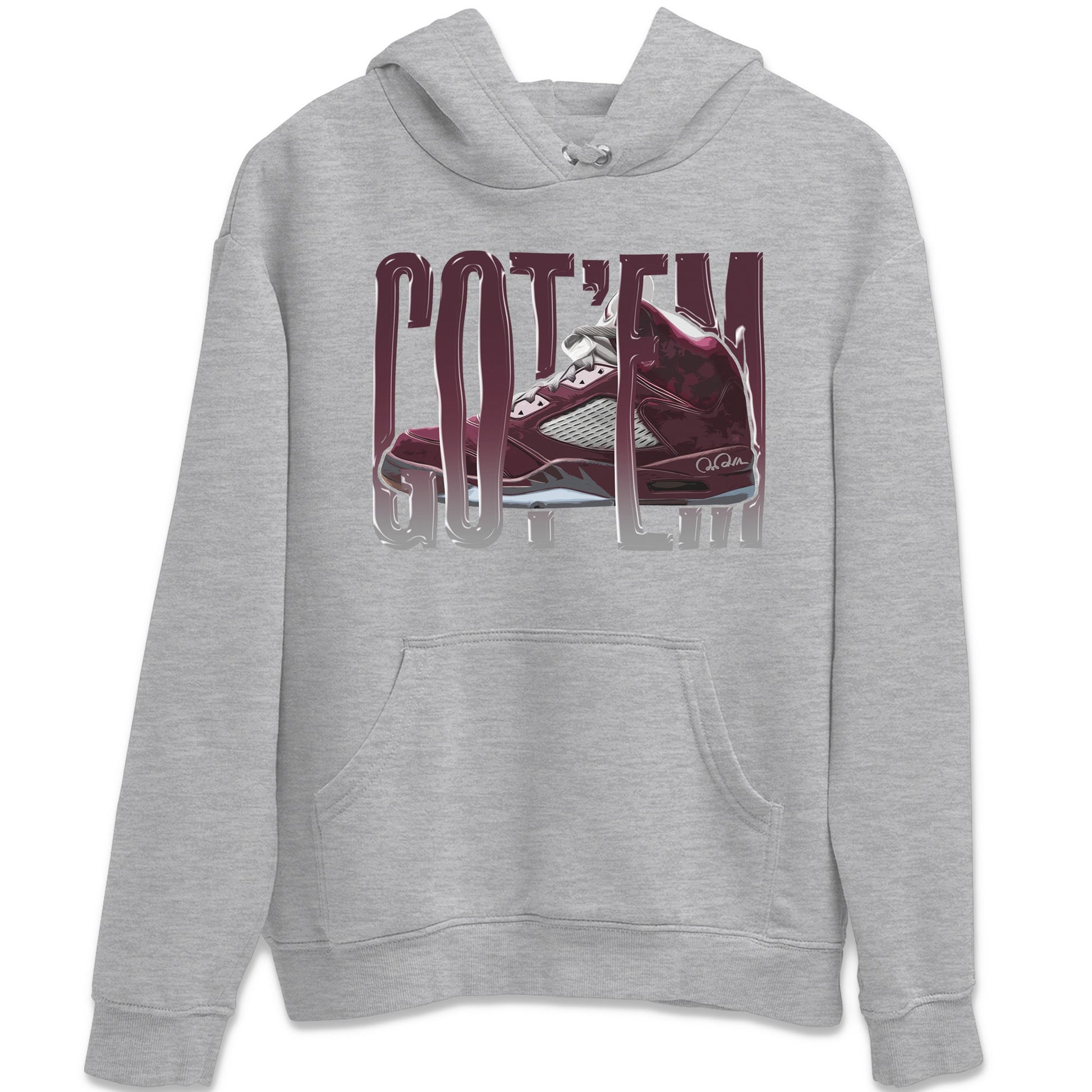 Air Jordan 5 Burgundy Sneaker Match Tees Wiggling Gotem Sneaker Tees AJ5 Burgundy Sneaker Release Tees Unisex Shirts Heather Grey 2