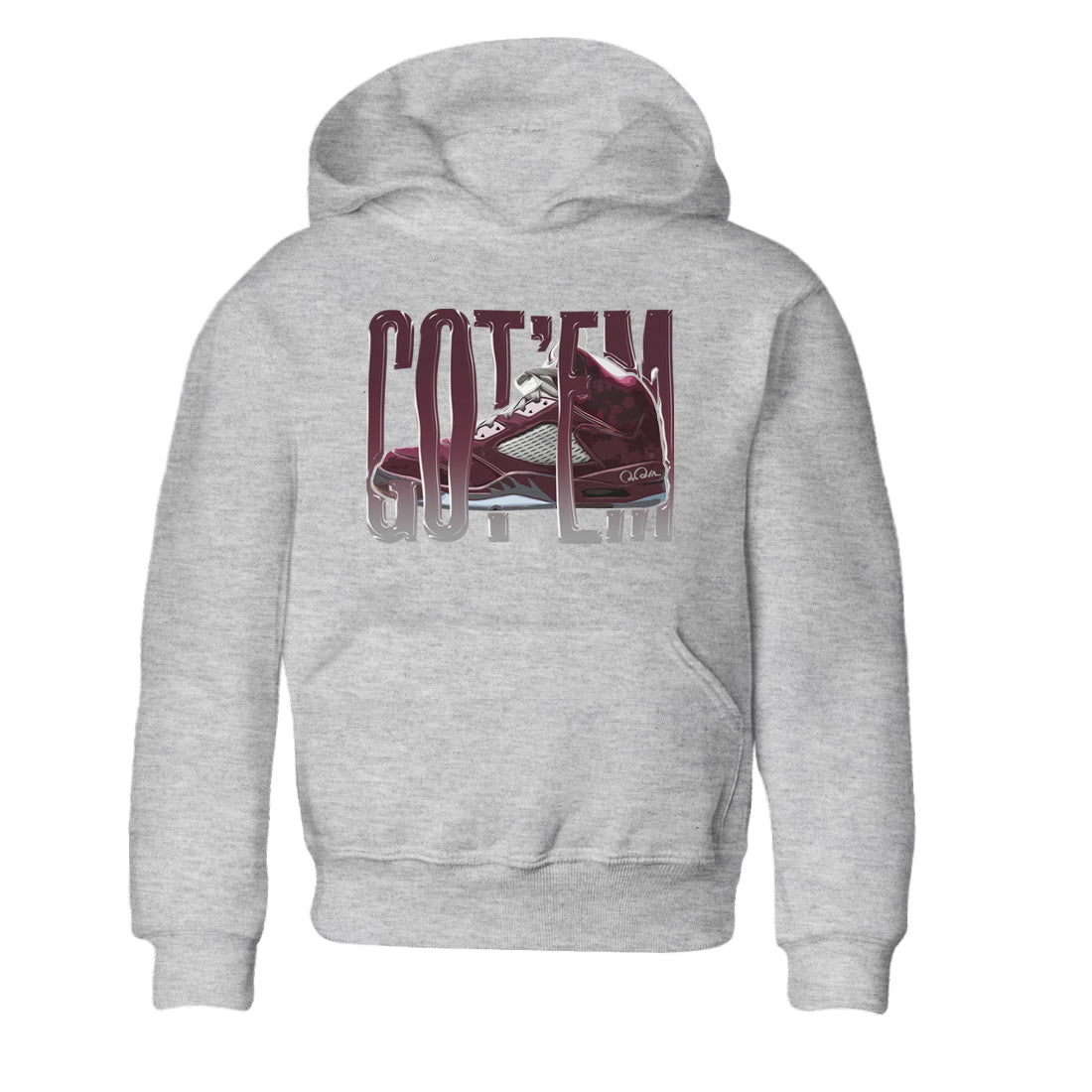 Air Jordan 5 Burgundy Sneaker Match Tees Wiggling Gotem Sneaker Tees AJ5 Burgundy Sneaker Release Tees Kids Shirts Heather Grey 2