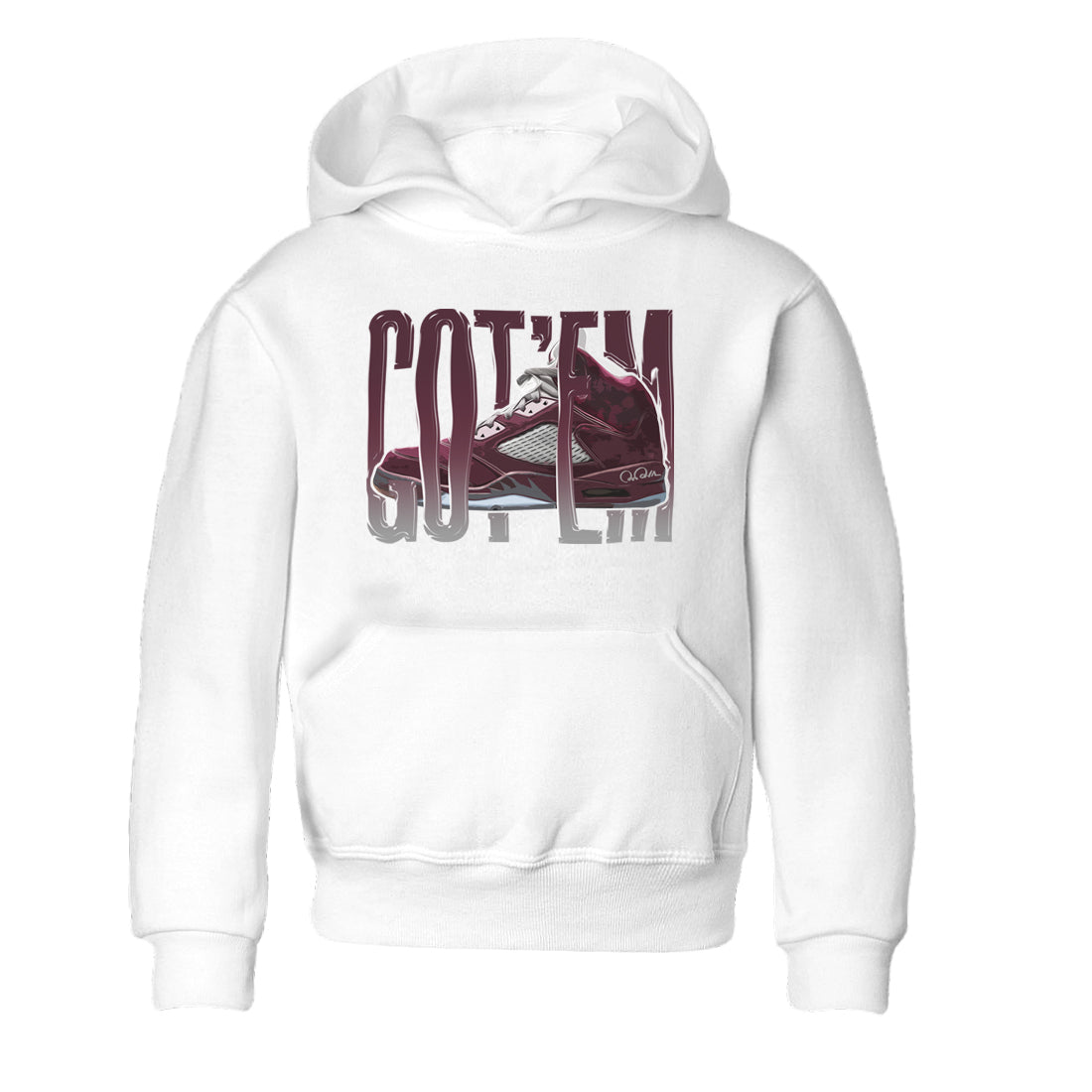 Air Jordan 5 Burgundy Sneaker Match Tees Wiggling Gotem Sneaker Tees AJ5 Burgundy Sneaker Release Tees Kids Shirts White 2