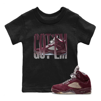 Air Jordan 5 Burgundy Sneaker Match Tees Wiggling Gotem Sneaker Tees AJ5 Burgundy Sneaker Release Tees Kids Shirts Black 1