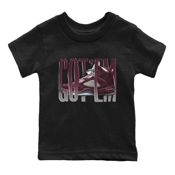 Air Jordan 5 Burgundy Sneaker Match Tees Wiggling Gotem Sneaker Tees AJ5 Burgundy Sneaker Release Tees Kids Shirts Black 2