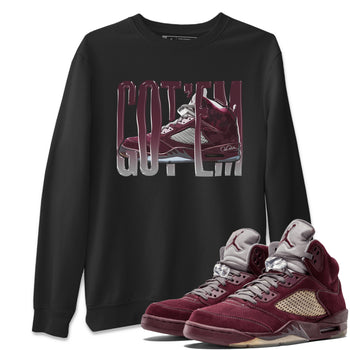 Air Jordan 5 Burgundy Sneaker Match Tees Wiggling Gotem Sneaker Tees AJ5 Burgundy Sneaker Release Tees Unisex Shirts Black 1