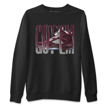 Air Jordan 5 Burgundy Sneaker Match Tees Wiggling Gotem Sneaker Tees AJ5 Burgundy Sneaker Release Tees Unisex Shirts Black 2