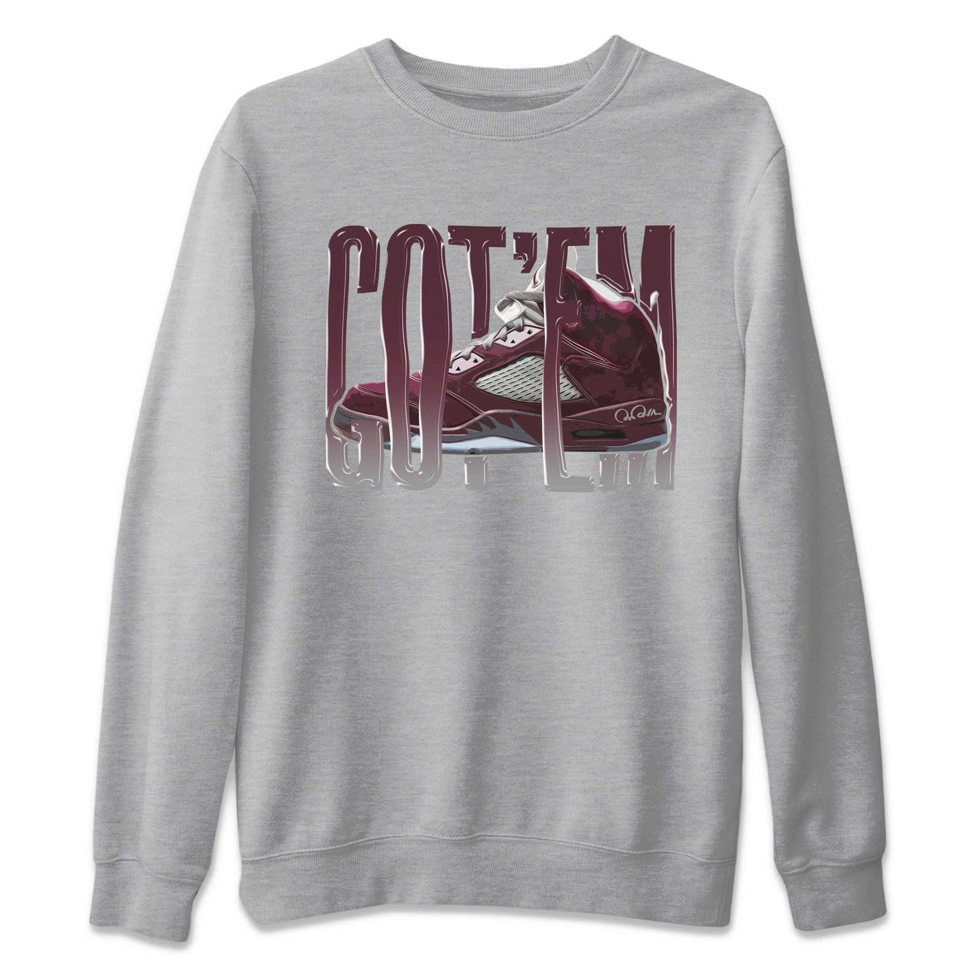 Air Jordan 5 Burgundy Sneaker Match Tees Wiggling Gotem Sneaker Tees AJ5 Burgundy Sneaker Release Tees Unisex Shirts Heather Grey 2