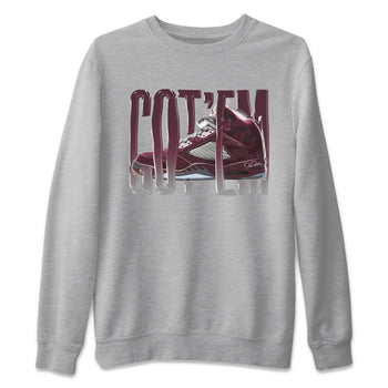 Air Jordan 5 Burgundy Sneaker Match Tees Wiggling Gotem Sneaker Tees AJ5 Burgundy Sneaker Release Tees Unisex Shirts Heather Grey 2