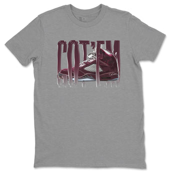 Air Jordan 5 Burgundy Sneaker Match Tees Wiggling Gotem Sneaker Tees AJ5 Burgundy Sneaker Release Tees Unisex Shirts Heather Grey 2