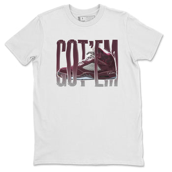 Air Jordan 5 Burgundy Sneaker Match Tees Wiggling Gotem Sneaker Tees AJ5 Burgundy Sneaker Release Tees Unisex Shirts White 2