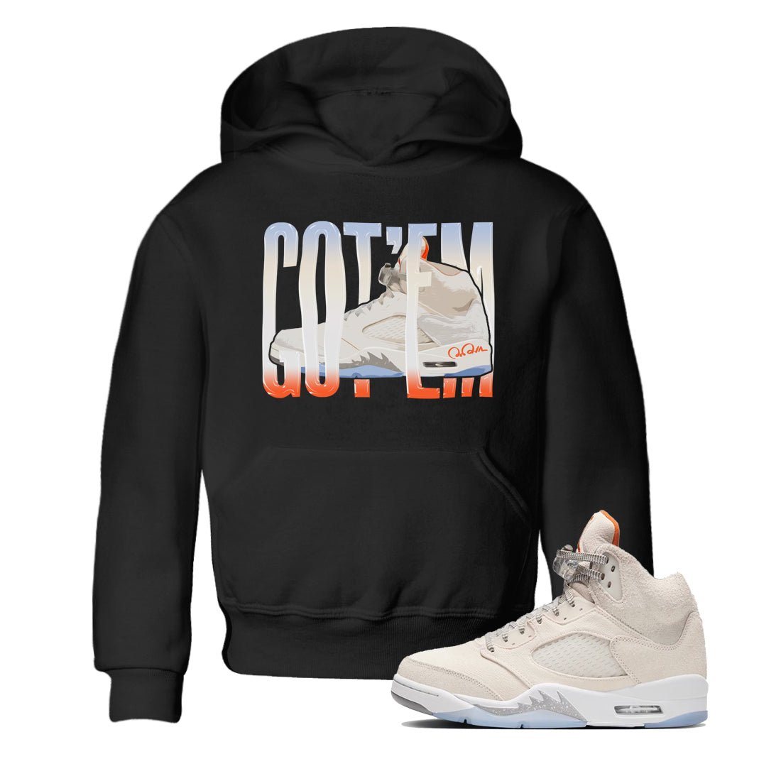 Air Jordan 5 Craft Sneaker Match Tees Wiggling Gotem Sneaker Tees AJ5 SE Craft Sneaker Release Tees Kids Shirts Black 1