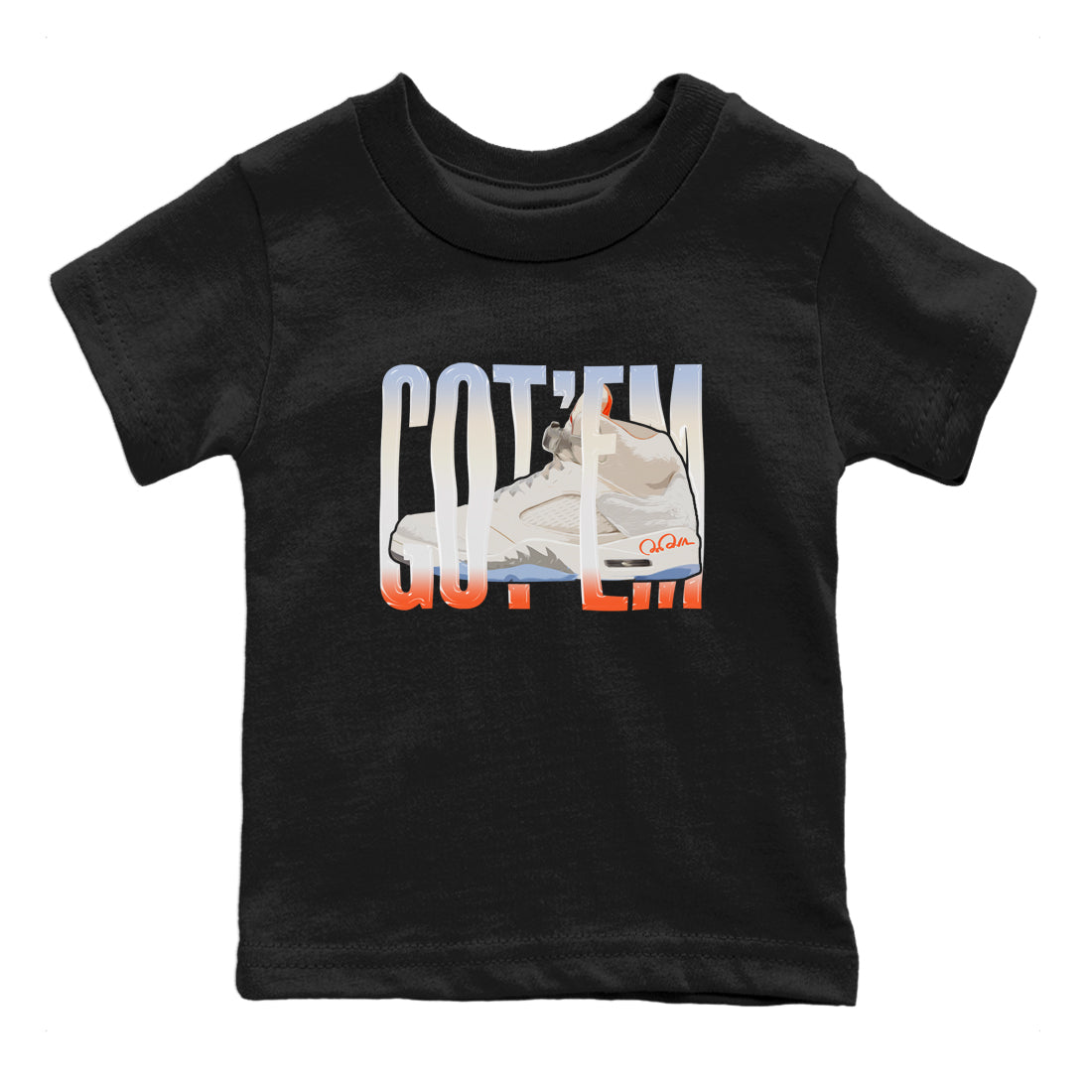 Air Jordan 5 Craft Sneaker Match Tees Wiggling Gotem Sneaker Tees AJ5 SE Craft Sneaker Release Tees Kids Shirts Black 2