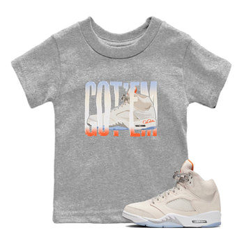 Air Jordan 5 Craft Sneaker Match Tees Wiggling Gotem Sneaker Tees AJ5 SE Craft Sneaker Release Tees Kids Shirts Heather Grey 1