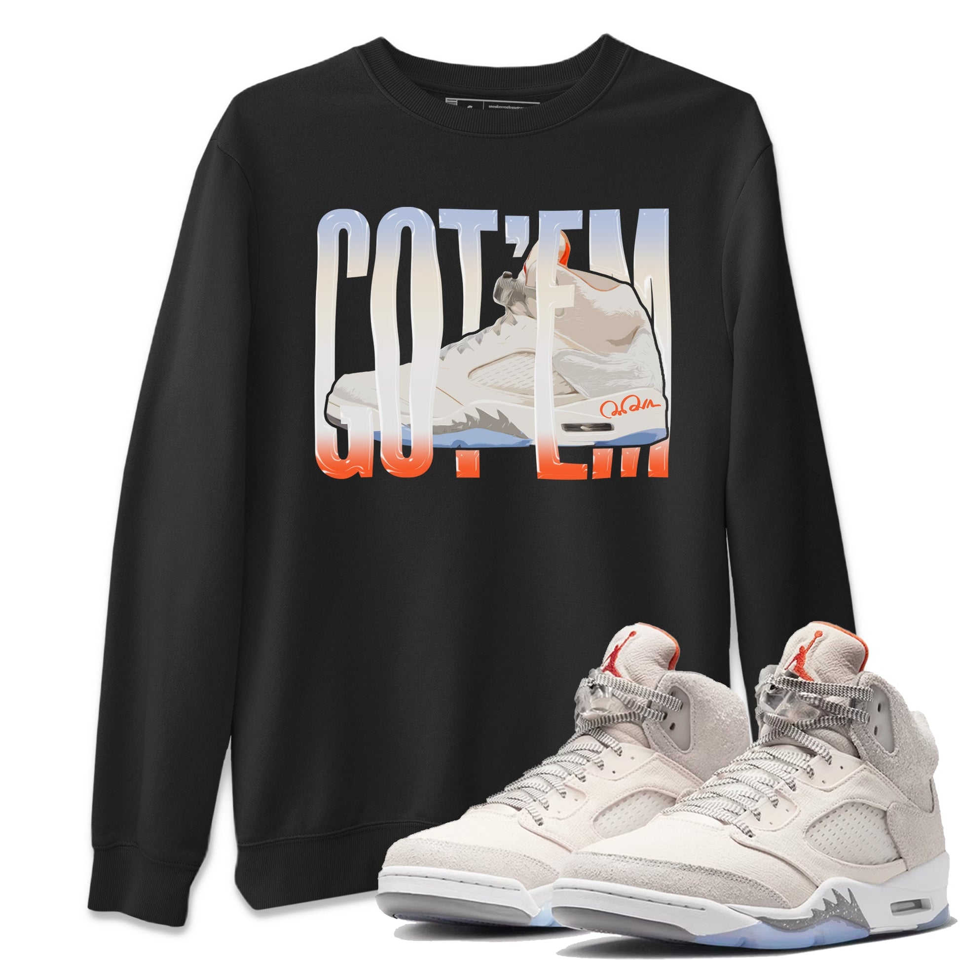Air Jordan 5 Craft Sneaker Match Tees Wiggling Gotem Sneaker Tees AJ5 SE Craft Sneaker Release Tees Unisex Shirts Black 1